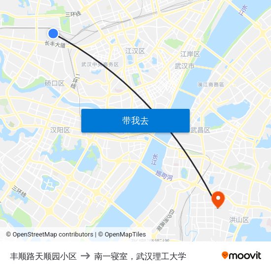丰顺路天顺园小区 to 南一寝室，武汉理工大学 map