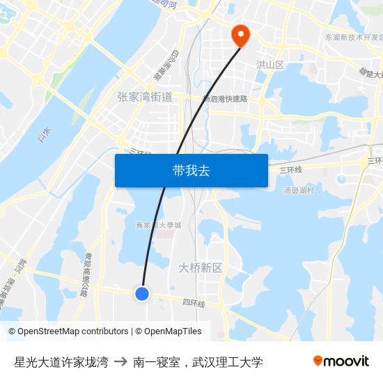 星光大道许家垅湾 to 南一寝室，武汉理工大学 map