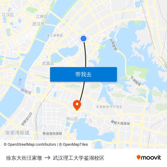 徐东大街汪家墩 to 武汉理工大学鉴湖校区 map