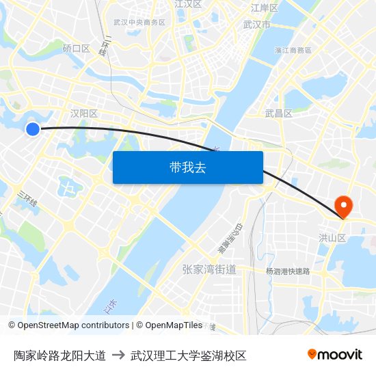 陶家岭路龙阳大道 to 武汉理工大学鉴湖校区 map