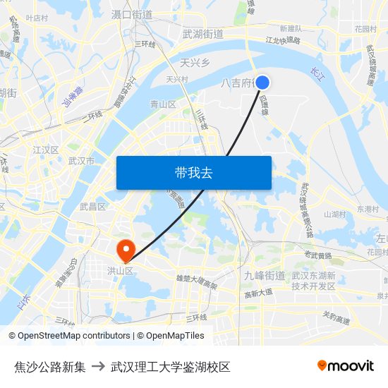 焦沙公路新集 to 武汉理工大学鉴湖校区 map