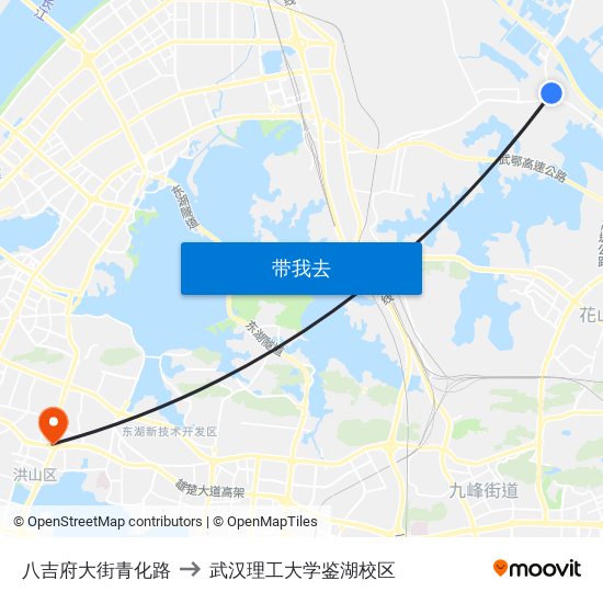 八吉府大街青化路 to 武汉理工大学鉴湖校区 map