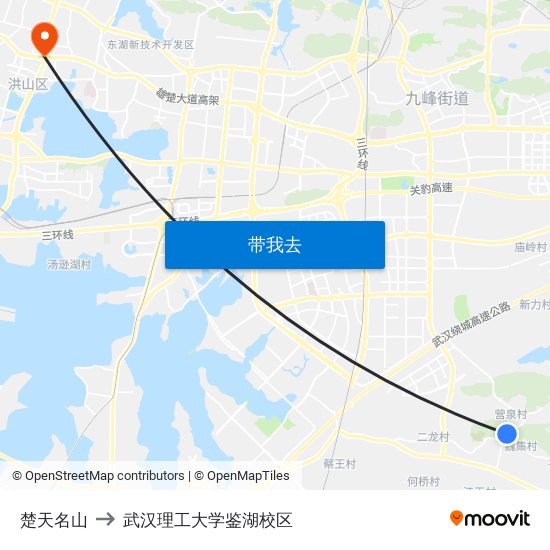 楚天名山 to 武汉理工大学鉴湖校区 map