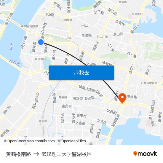 黄鹤楼南路 to 武汉理工大学鉴湖校区 map