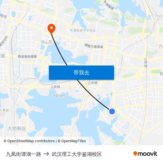 九凤街谭湖一路 to 武汉理工大学鉴湖校区 map