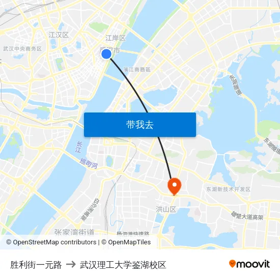 胜利街一元路 to 武汉理工大学鉴湖校区 map