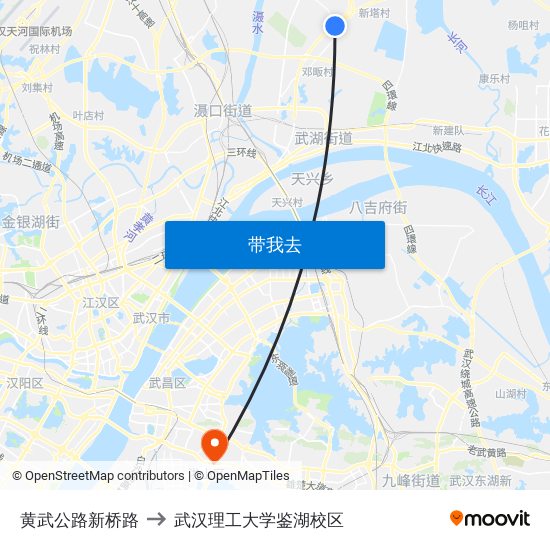 黄武公路新桥路 to 武汉理工大学鉴湖校区 map