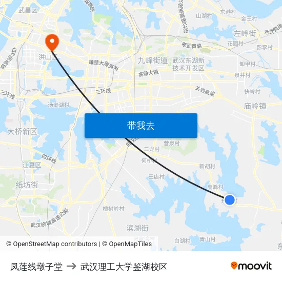 凤莲线墩子堂 to 武汉理工大学鉴湖校区 map