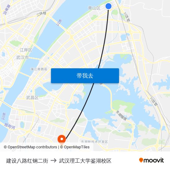 建设八路红钢二街 to 武汉理工大学鉴湖校区 map