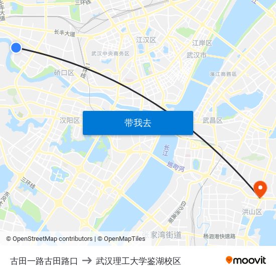 古田一路古田路口 to 武汉理工大学鉴湖校区 map