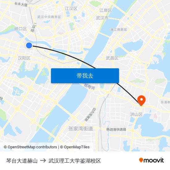 琴台大道赫山 to 武汉理工大学鉴湖校区 map