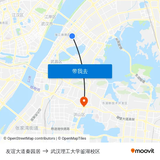 友谊大道秦园居 to 武汉理工大学鉴湖校区 map