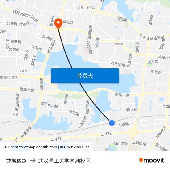 龙城西路 to 武汉理工大学鉴湖校区 map