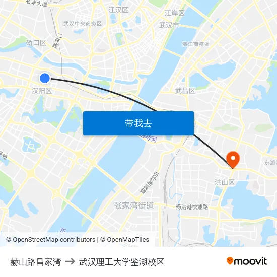 赫山路昌家湾 to 武汉理工大学鉴湖校区 map