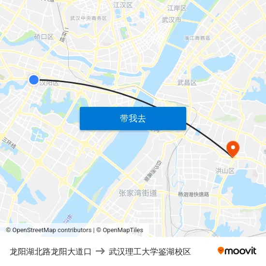 龙阳湖北路龙阳大道口 to 武汉理工大学鉴湖校区 map