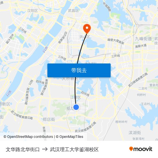 文华路北华街口 to 武汉理工大学鉴湖校区 map