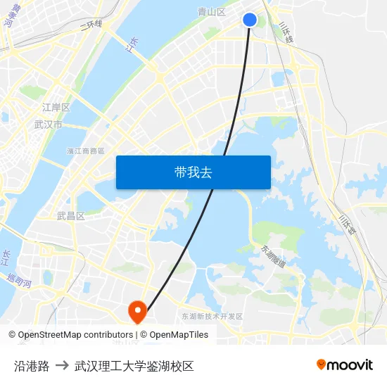 沿港路 to 武汉理工大学鉴湖校区 map