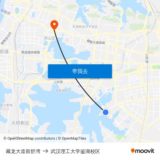 藏龙大道前舒湾 to 武汉理工大学鉴湖校区 map