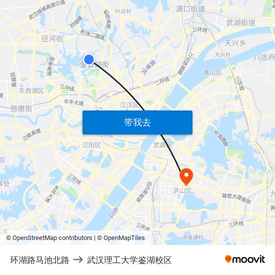 环湖路马池北路 to 武汉理工大学鉴湖校区 map