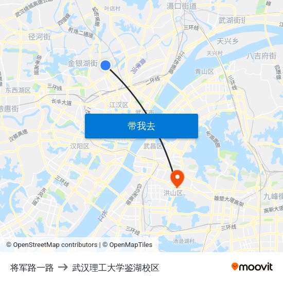 将军路一路 to 武汉理工大学鉴湖校区 map