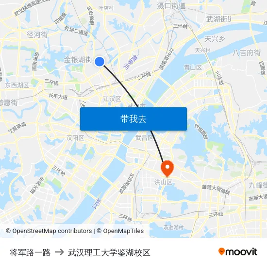 将军路一路 to 武汉理工大学鉴湖校区 map