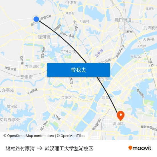 银柏路付家湾 to 武汉理工大学鉴湖校区 map