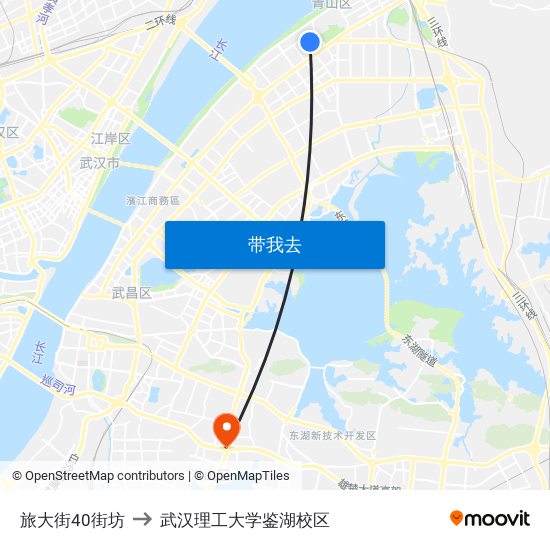 旅大街40街坊 to 武汉理工大学鉴湖校区 map