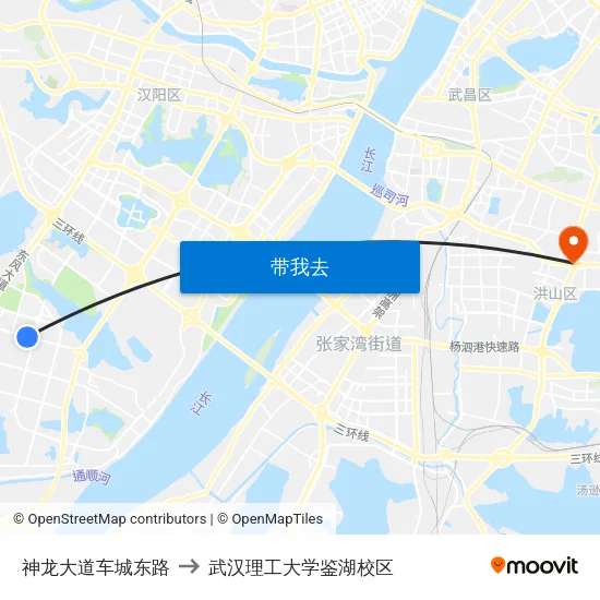神龙大道车城东路 to 武汉理工大学鉴湖校区 map