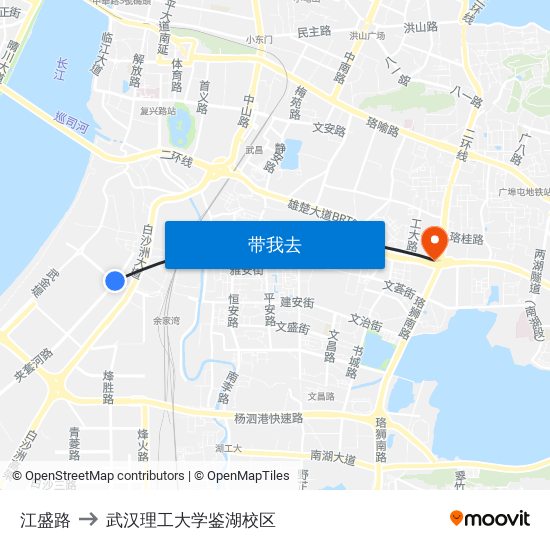 江盛路 to 武汉理工大学鉴湖校区 map