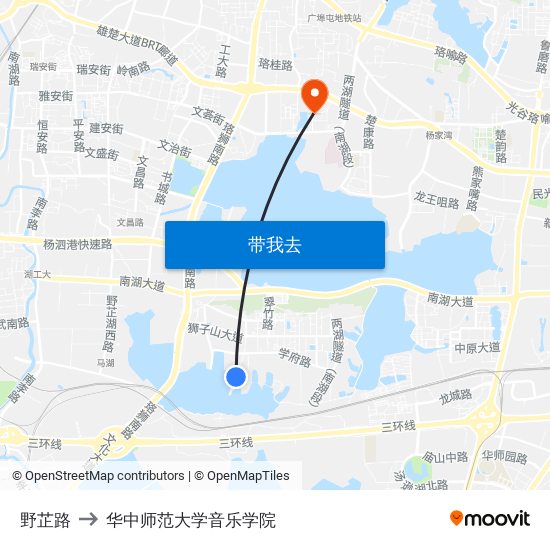 野芷路 to 华中师范大学音乐学院 map