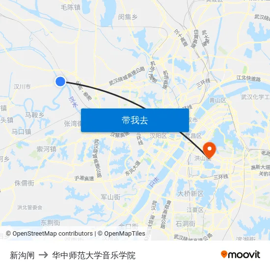 新沟闸 to 华中师范大学音乐学院 map