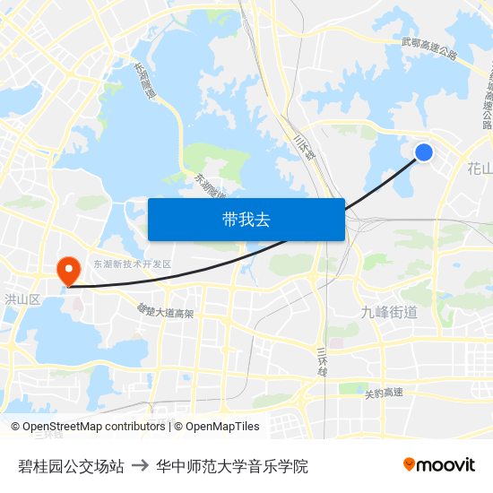 碧桂园公交场站 to 华中师范大学音乐学院 map