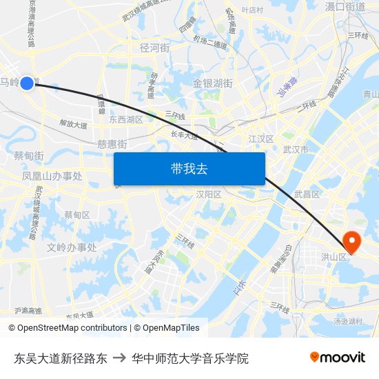 东吴大道新径路东 to 华中师范大学音乐学院 map