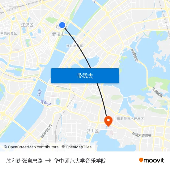胜利街张自忠路 to 华中师范大学音乐学院 map