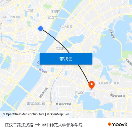 江汉二路江汉路 to 华中师范大学音乐学院 map