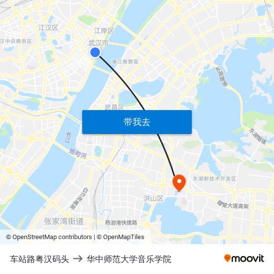 车站路粤汉码头 to 华中师范大学音乐学院 map