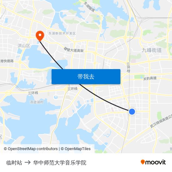 临时站 to 华中师范大学音乐学院 map