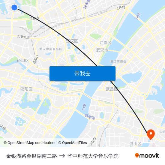 金银湖路金银湖南二路 to 华中师范大学音乐学院 map