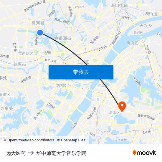 远大医药 to 华中师范大学音乐学院 map