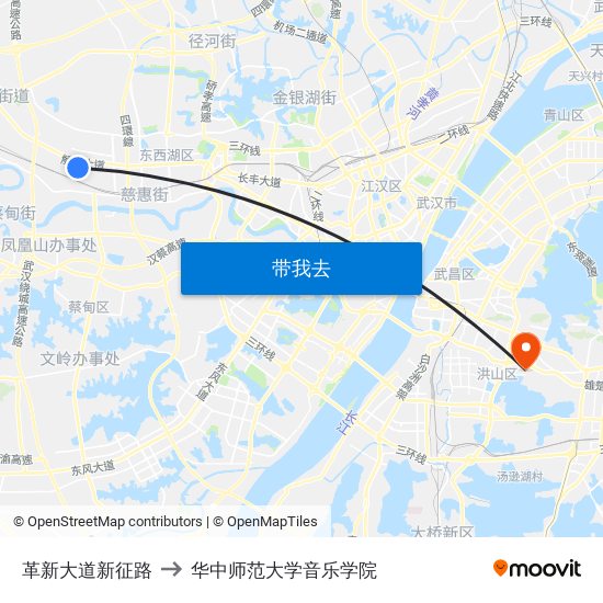 革新大道新征路 to 华中师范大学音乐学院 map