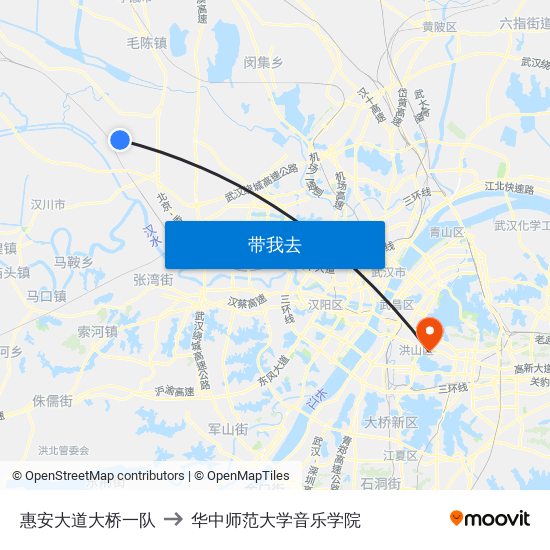 惠安大道大桥一队 to 华中师范大学音乐学院 map