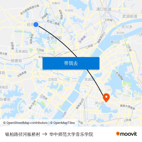 银柏路径河板桥村 to 华中师范大学音乐学院 map