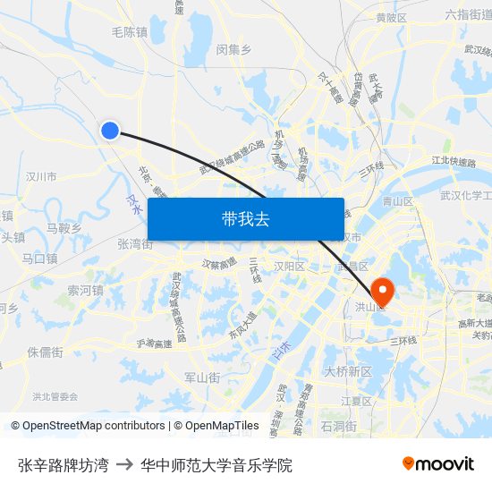 张辛路牌坊湾 to 华中师范大学音乐学院 map