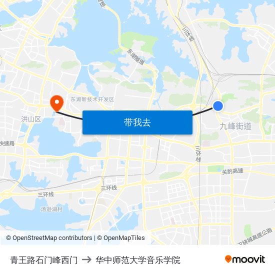 青王路石门峰西门 to 华中师范大学音乐学院 map