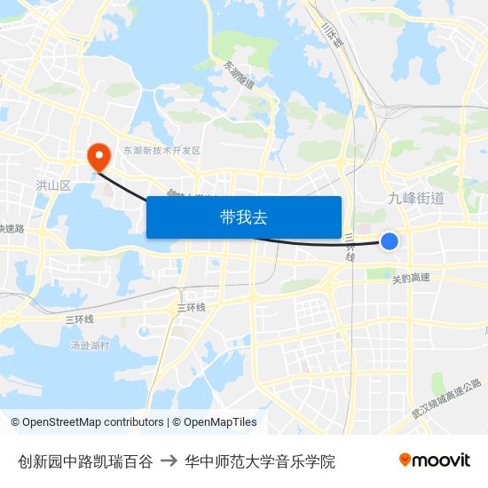 创新园中路凯瑞百谷 to 华中师范大学音乐学院 map