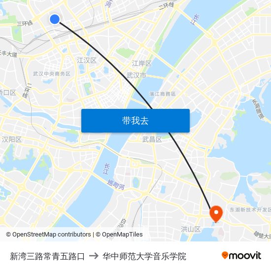新湾三路常青五路口 to 华中师范大学音乐学院 map