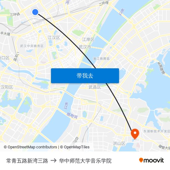 常青五路新湾三路 to 华中师范大学音乐学院 map