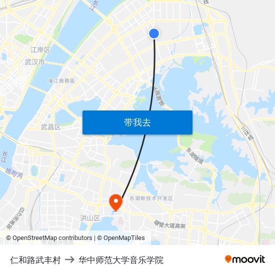 仁和路武丰村 to 华中师范大学音乐学院 map