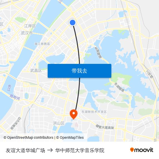 友谊大道华城广场 to 华中师范大学音乐学院 map