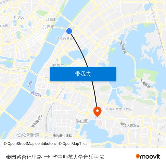 秦园路合记里路 to 华中师范大学音乐学院 map